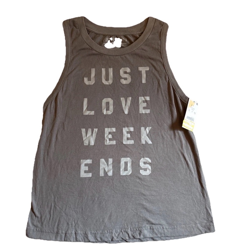 Just Love Weekends Gray Graphic Sleeveless Tee NWT Fifth Sun Medium Tshirt New!